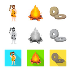 Isolated object of evolution and neolithic icon. Collection of evolution and primeval stock vector illustration.