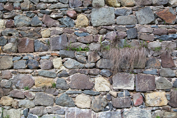 Old stone wall. Texture. Horizontally.