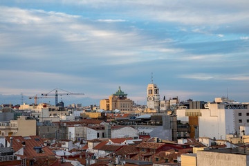 Madrid skyline during the evening