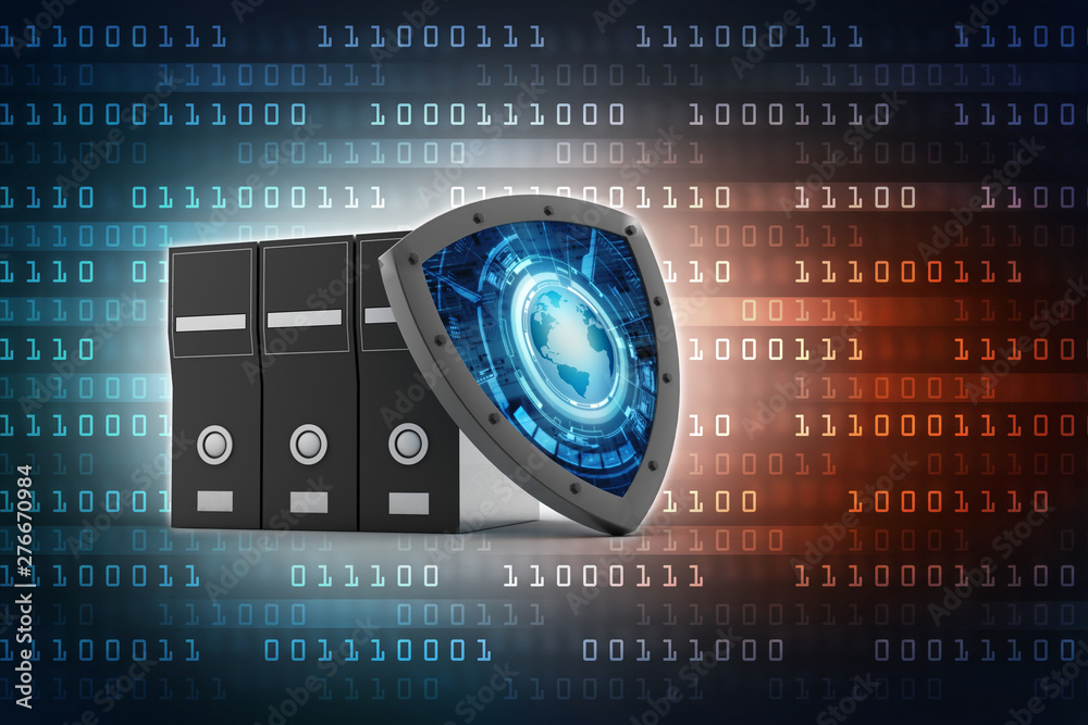 Poster laptop cpu with shield. isolated 3d rendering image