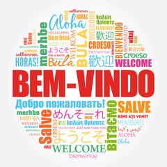 Bem-Vindo (Welcome in Portuguese) word cloud in different languages