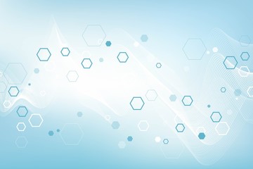 Scientific molecule background DNA double helix illustration with shallow depth of field. Mysterious wallpaper or banner with a DNA molecules. Genetics information vector