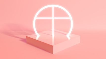 Pastel Geometry and Illuminated Crucifix