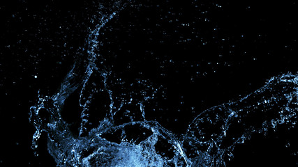 Water splash isolated on black background