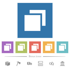 Overlapping elements flat white icons in square backgrounds