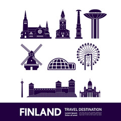 Fototapeta premium Finland travel destination grand vector illustration.