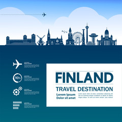 Fototapeta premium Finland travel destination grand vector illustration.