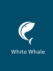White whale on blue background
