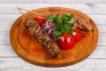 Chicken and beef skewers