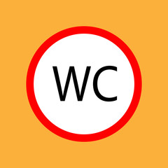 WC(toilet) round icon red thin line on white background - vector illustration