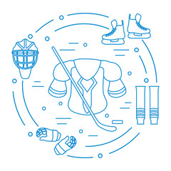 Hockey equipment. Winter sports elements.