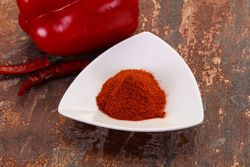 Paprika powder in the bowl