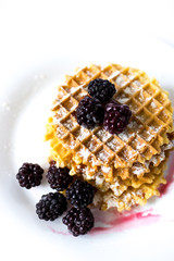 sweet waffles with fresh berries