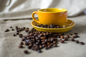 cup of coffee and beans