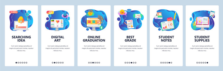 Website and mobile app onboarding screens vector template