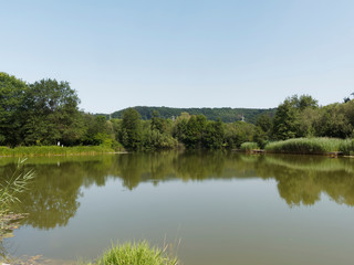 Grüttpark Lörrach im Schwarzwald. Kleinem see im Sommer