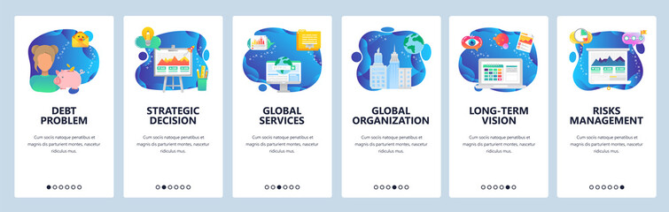 Website and mobile app onboarding screens vector template