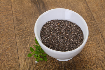 Dietary Chia seeds in the bowl
