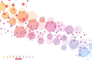 Hexagonal abstract background. Big Data Visualization. Global network connection. Medical, technology, science background. Vector illustration.