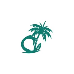 Palm tree summer logo template vector illustration