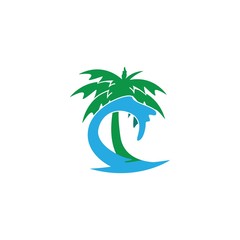 Palm tree summer logo template vector illustration
