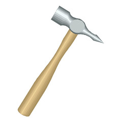 Colorful cartoon claw hammer. Handyman tool for home repair. Construction themed vector illustration for icon, logo, sticker, patch, label, sign, badge, certificate or flayer decoration