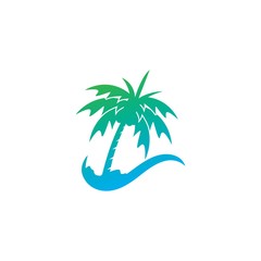 Obraz premium Palm tree summer logo template vector illustration