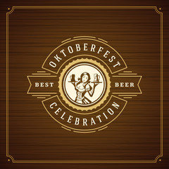 Oktoberfest beer festival celebration vintage greeting card