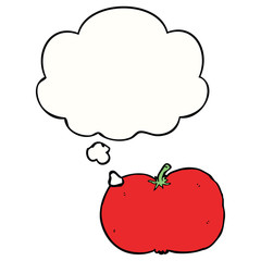 cartoon tomato and thought bubble