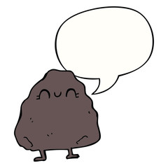 cartoon rock and speech bubble
