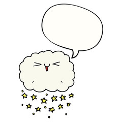 happy cartoon cloud and speech bubble