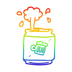 rainbow gradient line drawing cartoon can of beer