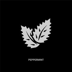 white peppermint vector icon on black background. modern flat peppermint from nature concept vector sign symbol can be use for web, mobile and logo.