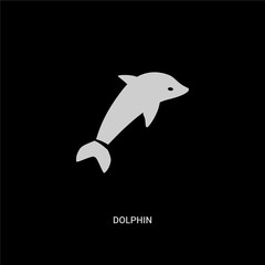 white dolphin vector icon on black background. modern flat dolphin from nautical concept vector sign symbol can be use for web, mobile and logo.