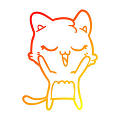 Obraz premium warm gradient line drawing happy cartoon cat
