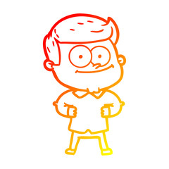 warm gradient line drawing cartoon happy man