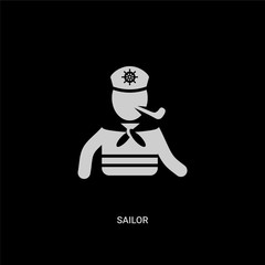 white sailor vector icon on black background. modern flat sailor from nautical concept vector sign symbol can be use for web, mobile and logo.