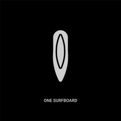 white one surfboard vector icon on black background. modern flat one surfboard from nautical concept vector sign symbol can be use for web, mobile and logo.
