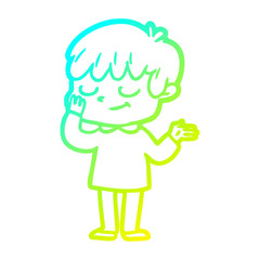 cold gradient line drawing cartoon happy boy