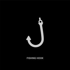 white fishing hook vector icon on black background. modern flat fishing hook from nautical concept vector sign symbol can be use for web, mobile and logo.