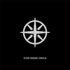 white star inside circle vector icon on black background. modern flat star inside circle from nautical concept vector sign symbol can be use for web, mobile and logo.