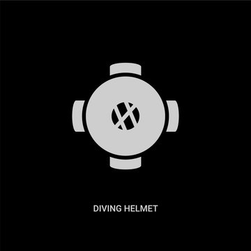 white diving helmet vector icon on black background. modern flat diving helmet from nautical concept vector sign symbol can be use for web, mobile and logo.