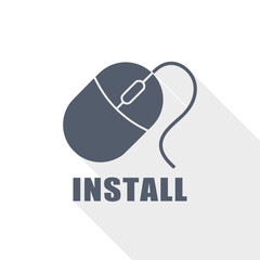Flat design vector icon, install illustration