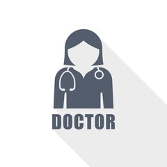 Female doctor flat design vector icon