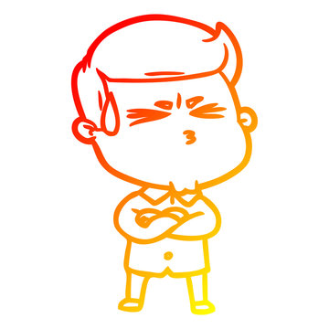 recommend clip art: warm gradient line drawing cartoon man sweating