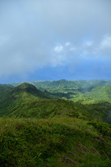 Naklejka na ściany i meble panorama of mountains Pelée with tropical forest Martinique island