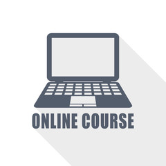 online course flat design vector icon