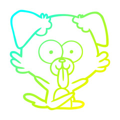 cold gradient line drawing cartoon dog with tongue sticking out