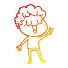 warm gradient line drawing laughing cartoon man