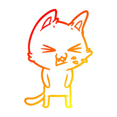 warm gradient line drawing cartoon cat hissing